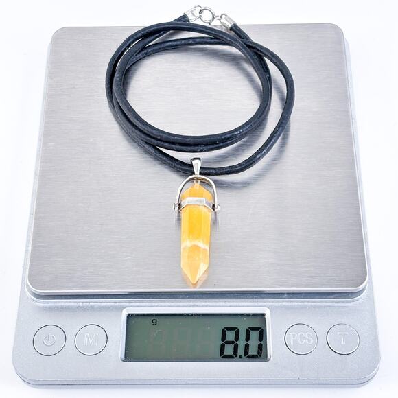 Vintage Sterling Silver 925 Orange Agate Point Pendant Necklace 19.5" - Picture 4 of 4